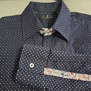 7 Diamonds Men's Navy Blue With White Accents Long Sleeve Shirt Size Medium‎